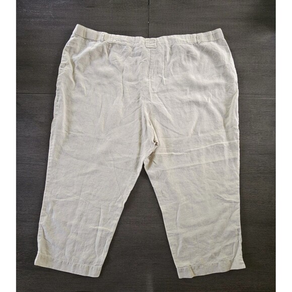 J Jill Sz 4XL  Tan Linen Crop Capri Pants Lagenlook Minimalistic Coastal Summer - Picture 2 of 8